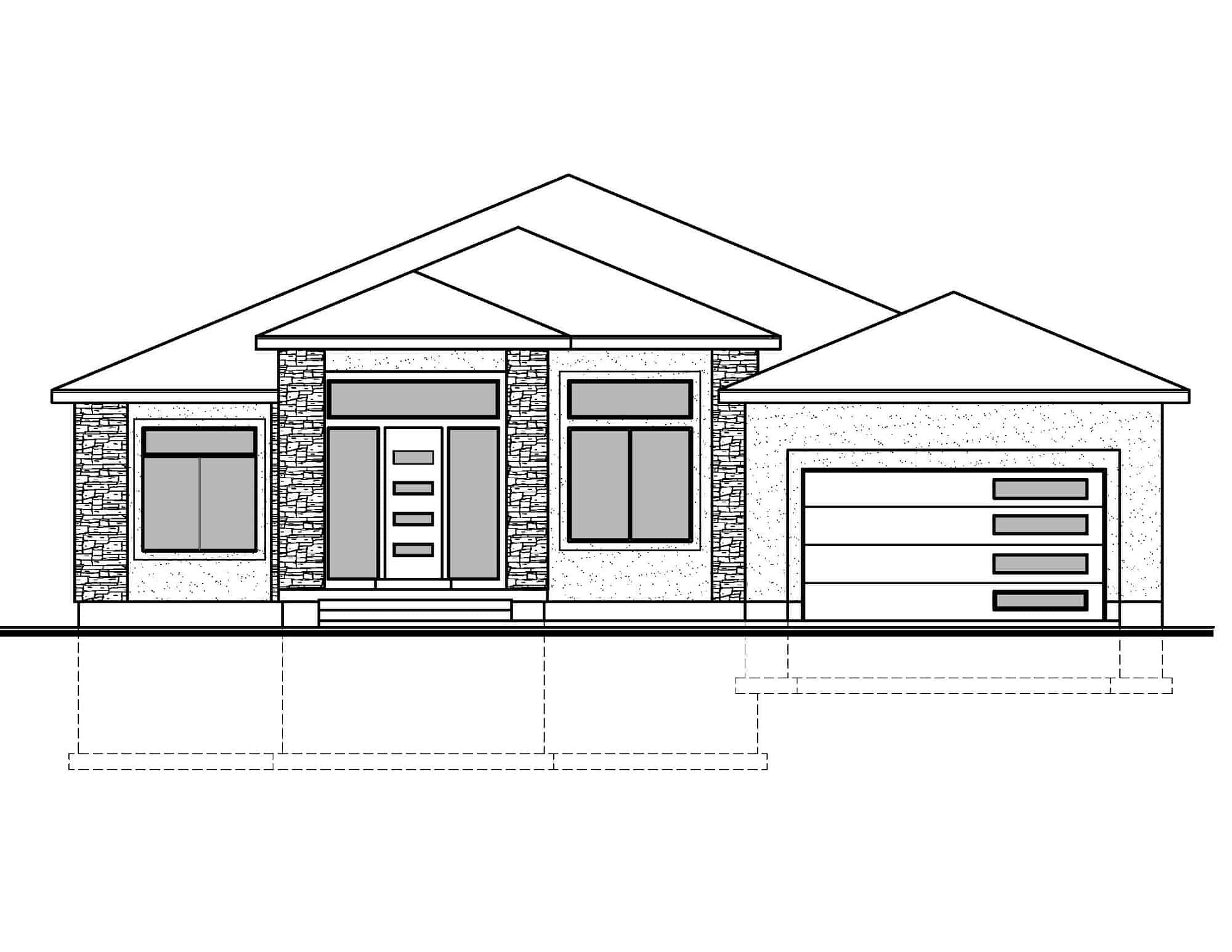 Home Plan Front Elevation of this 3-Bedroom,1901 Sq Ft Plan -208-1034