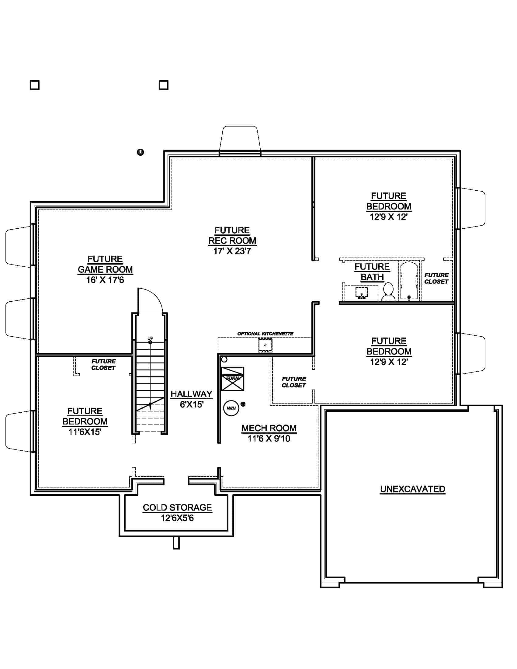 Basement of Contemporary Plan #208-1034