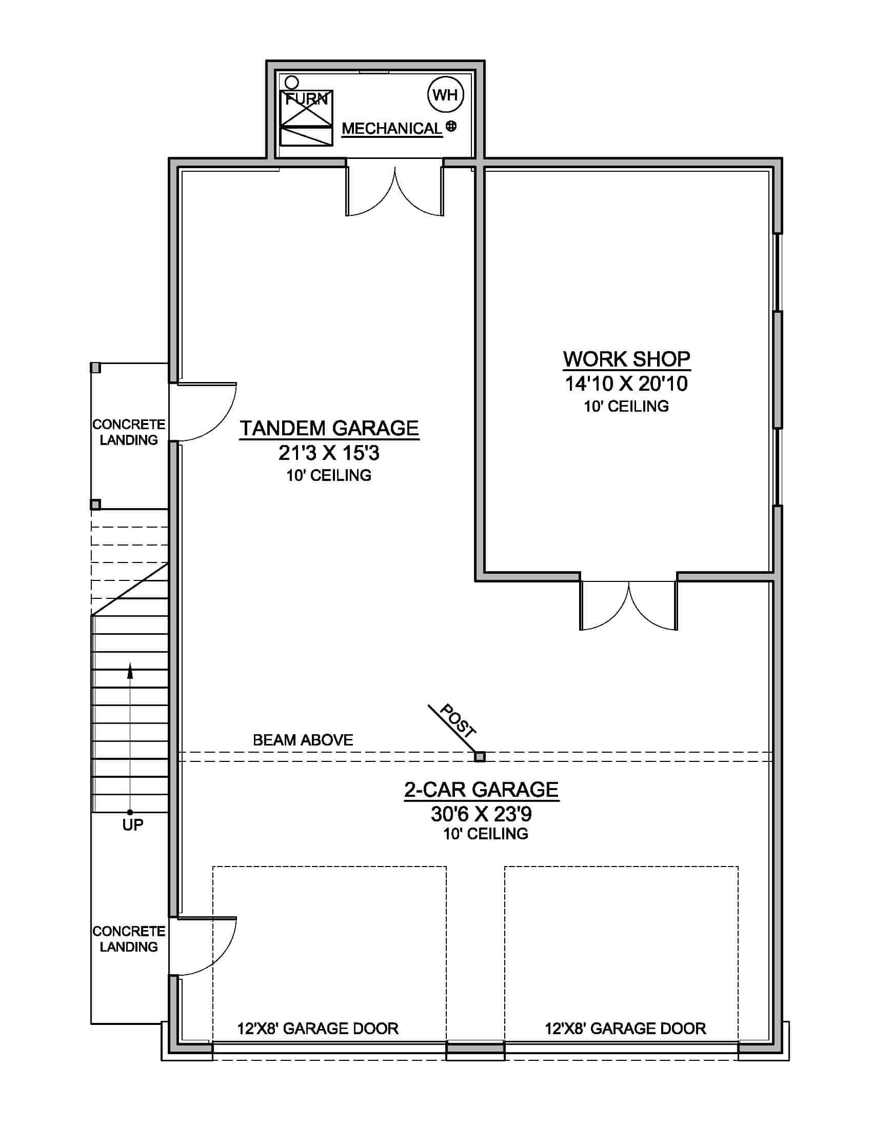 Main Level of Garage w/Apartments Plan #208-1035