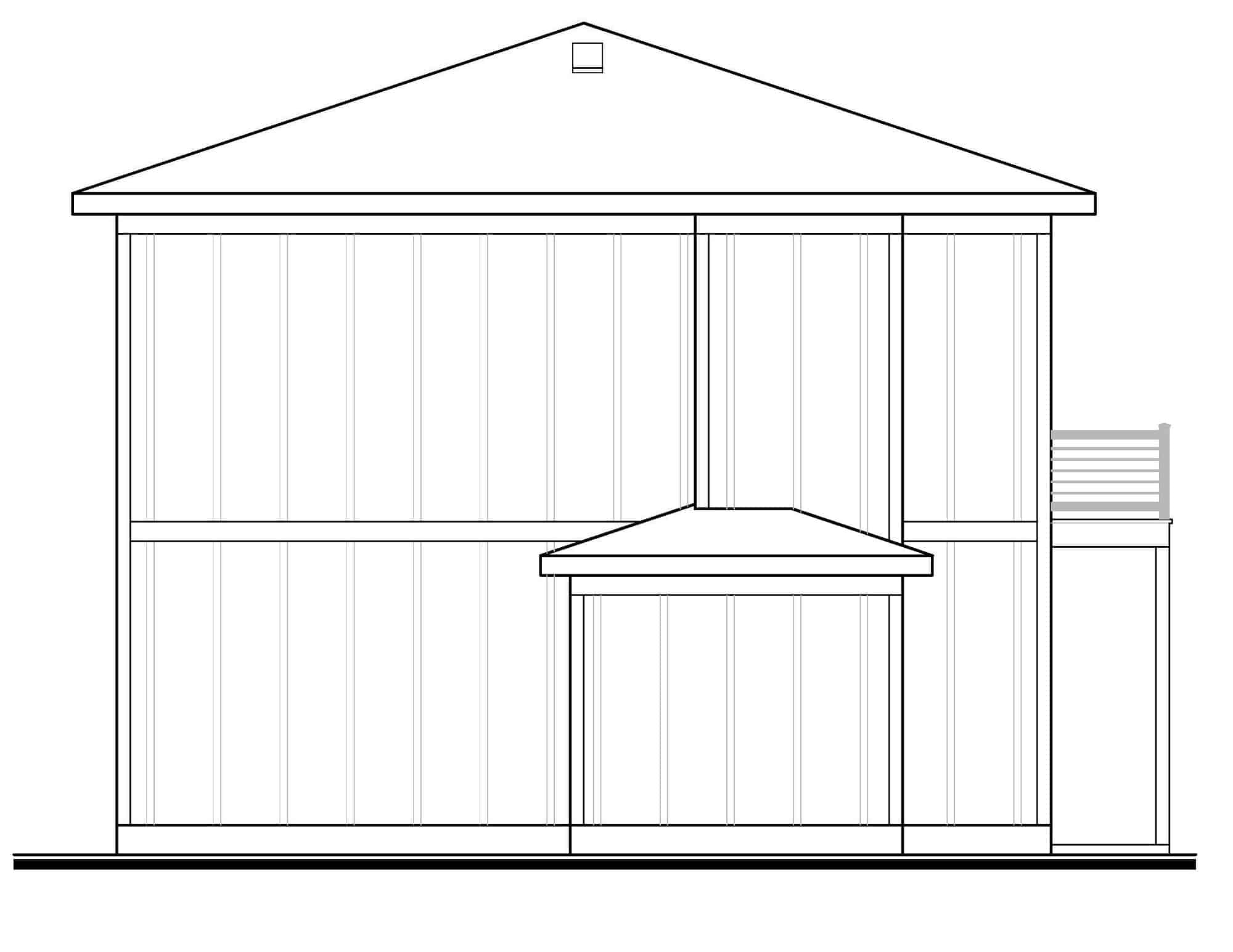 Home Plan Rear Elevation of this 0-Bedroom,975 Sq Ft Plan -208-1035