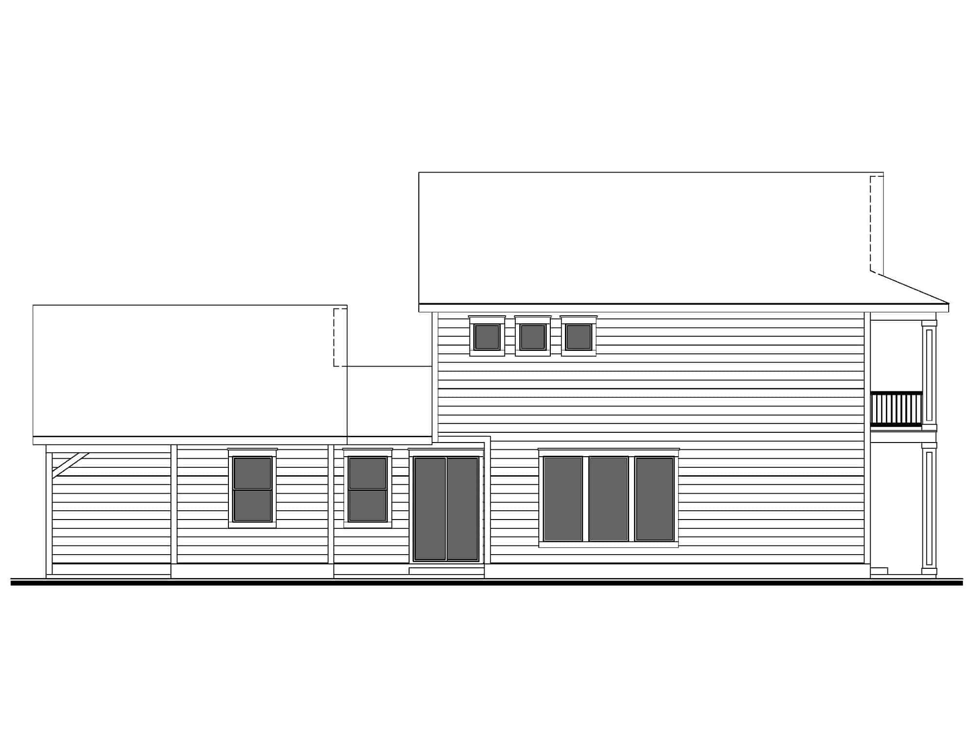 Home Plan Left Elevation of this 4-Bedroom,1730 Sq Ft Plan -208-1036