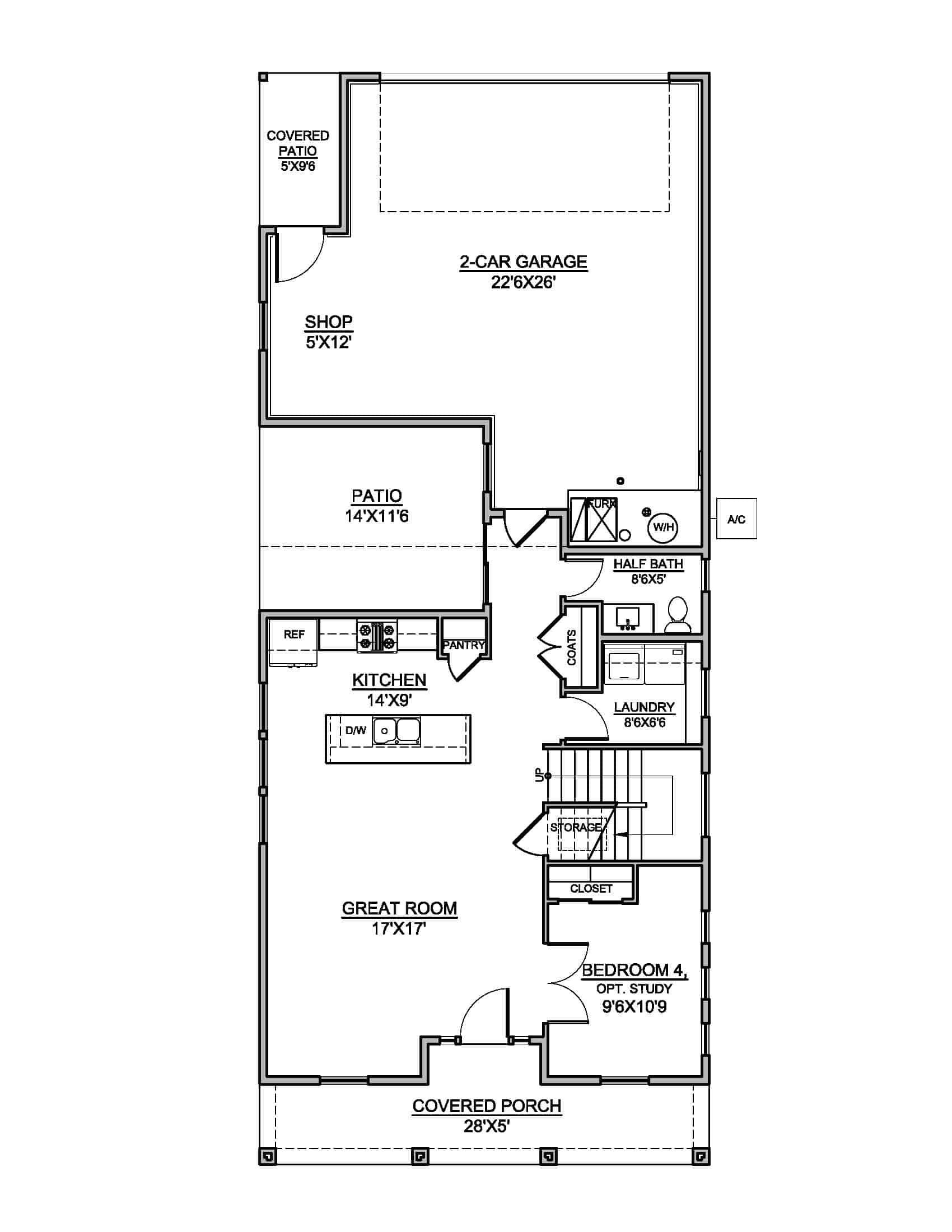 Main Level of Farmhouse Plan #208-1036