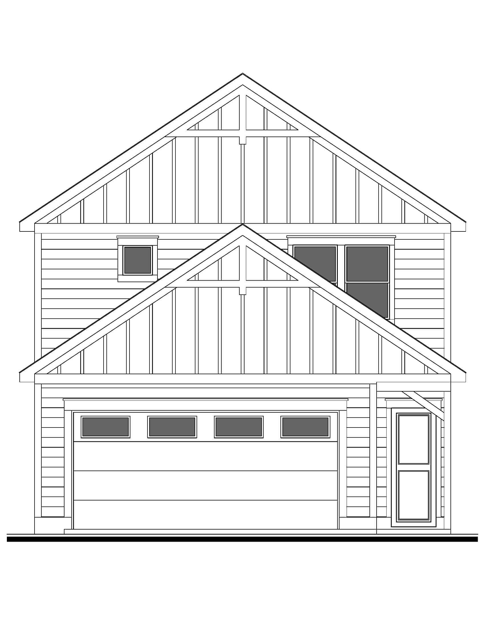 Home Plan Rear Elevation of this 4-Bedroom,1730 Sq Ft Plan -208-1036