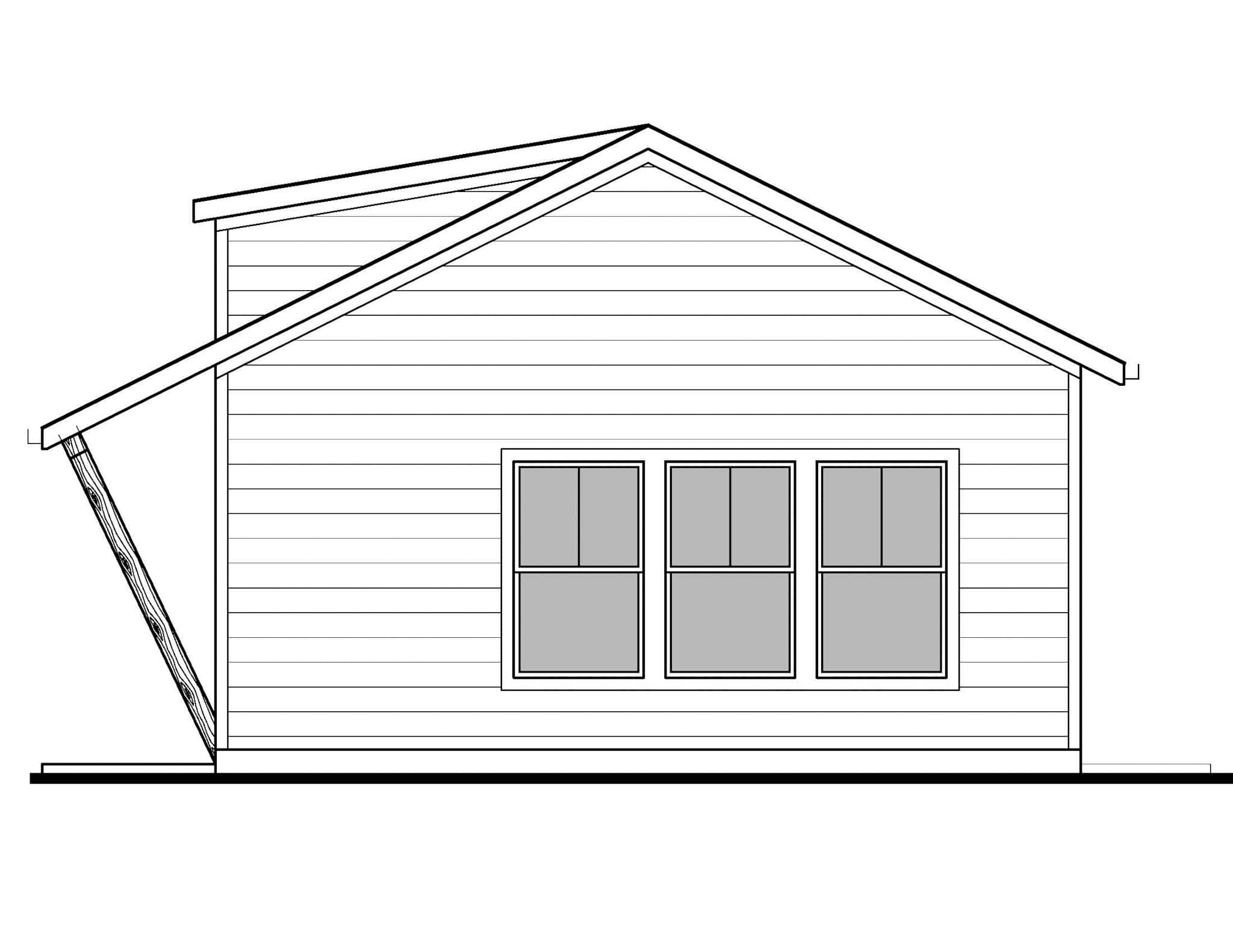 Home Plan Right Elevation of this 1-Bedroom,400 Sq Ft Plan -208-1037