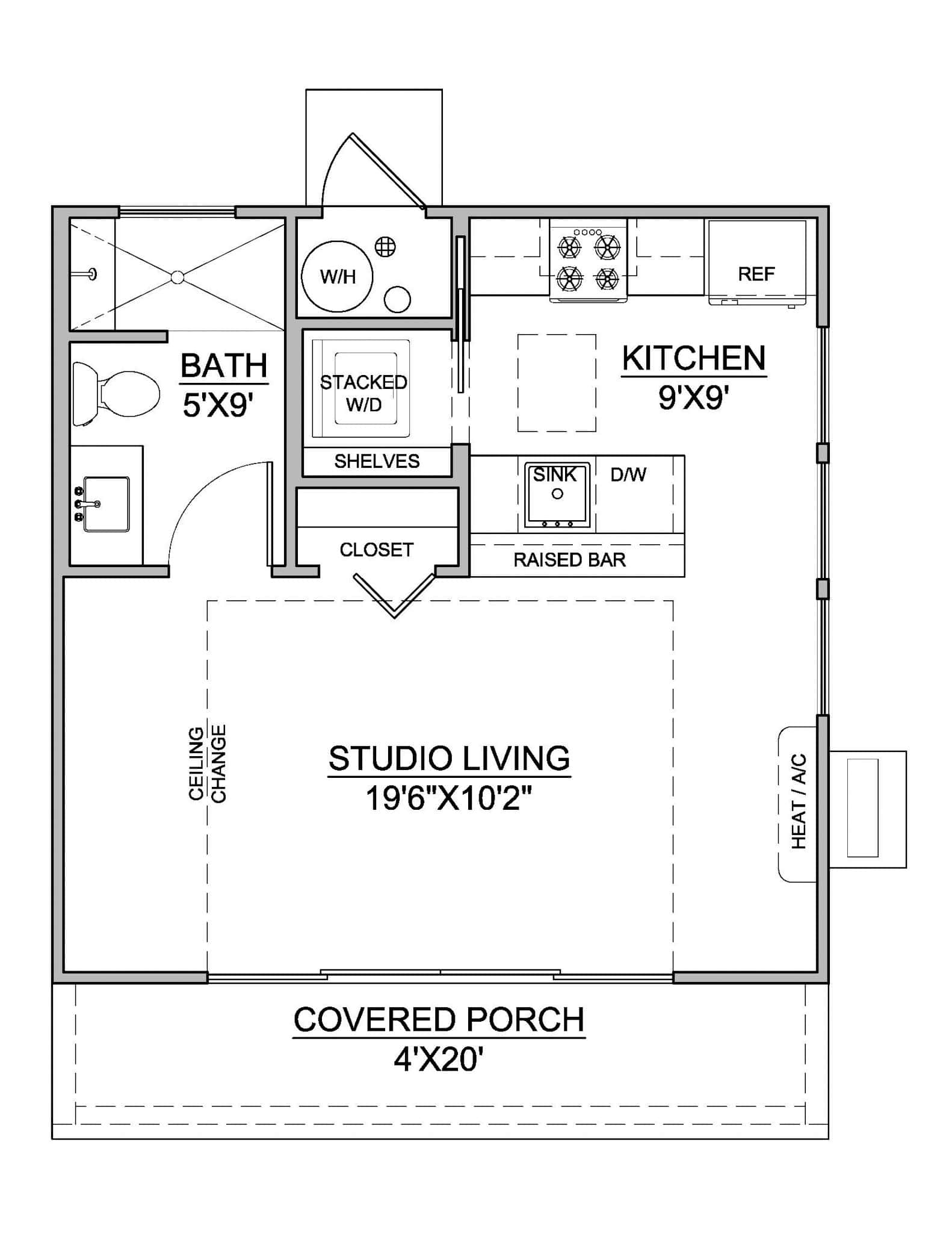Main Level of Cottage Plan #208-1037