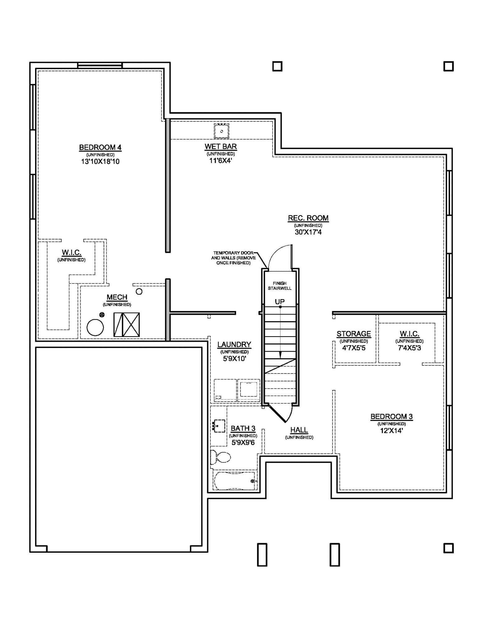 Basement of Craftsman Plan #208-1038