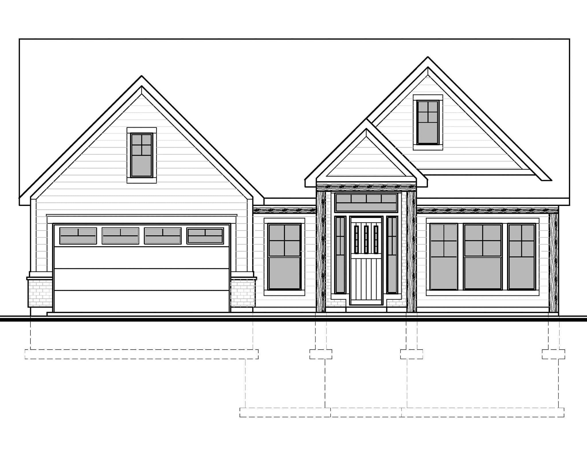 Home Plan Front Elevation of this 2-Bedroom,1726 Sq Ft Plan -208-1038