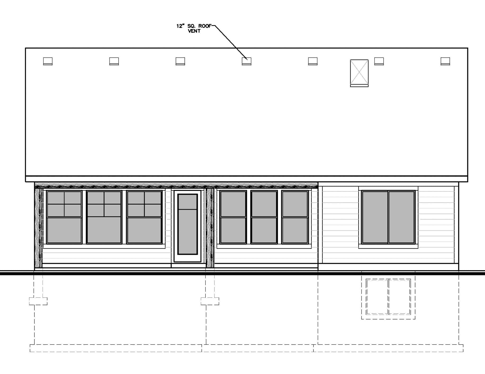 Home Plan Rear Elevation of this 2-Bedroom,1726 Sq Ft Plan -208-1038