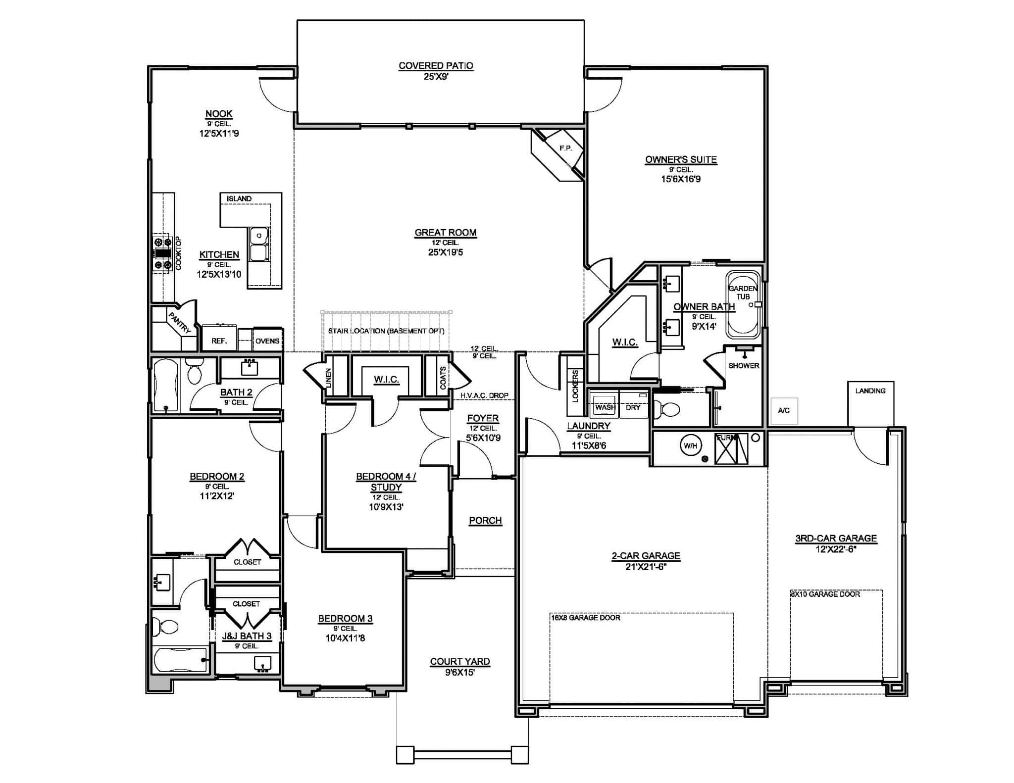 Main Level of Contemporary Plan #208-1039