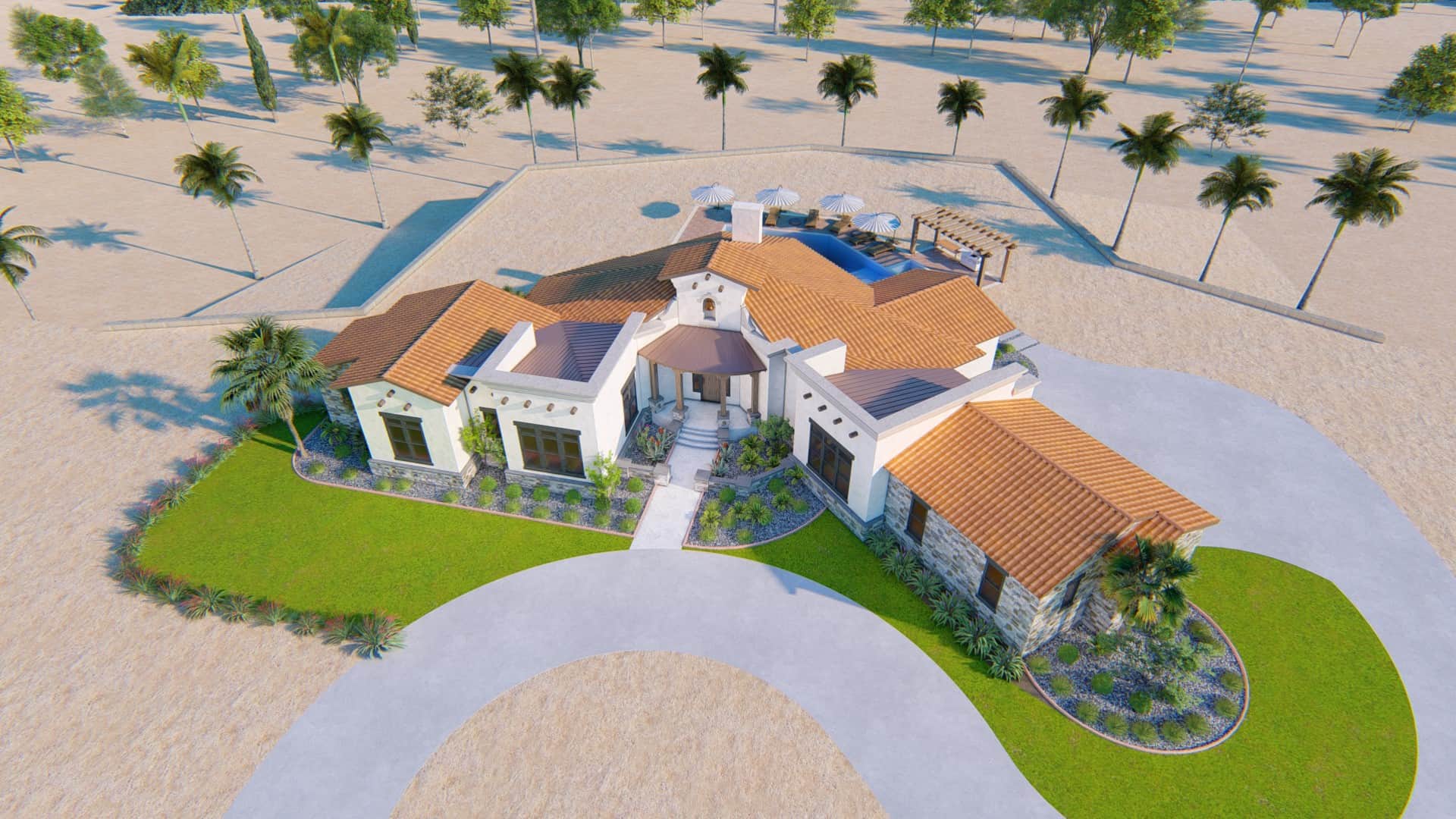 Aerial View of this 3-Bedroom, 2413 Sq Ft Plan - 209-1001