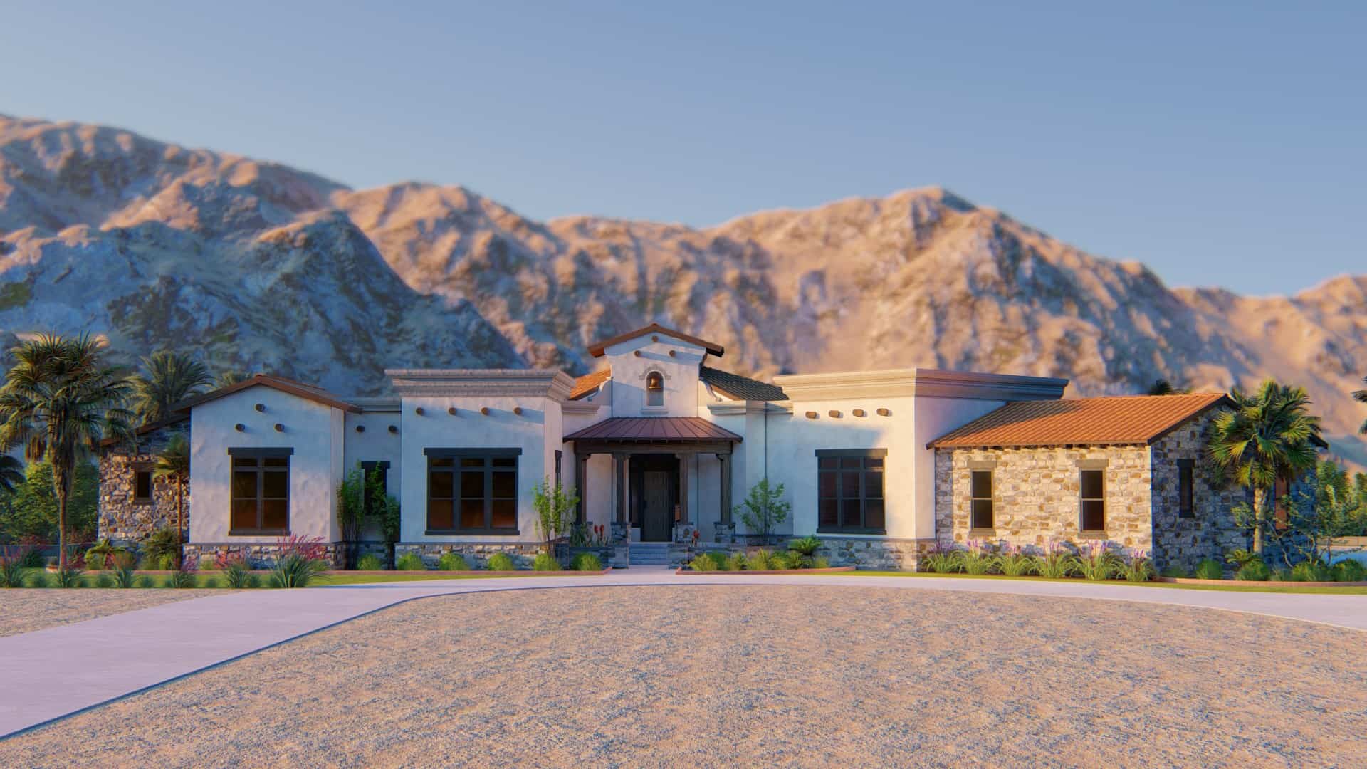Southwest style house design (ThePlanCollection: Plan #209-1001)