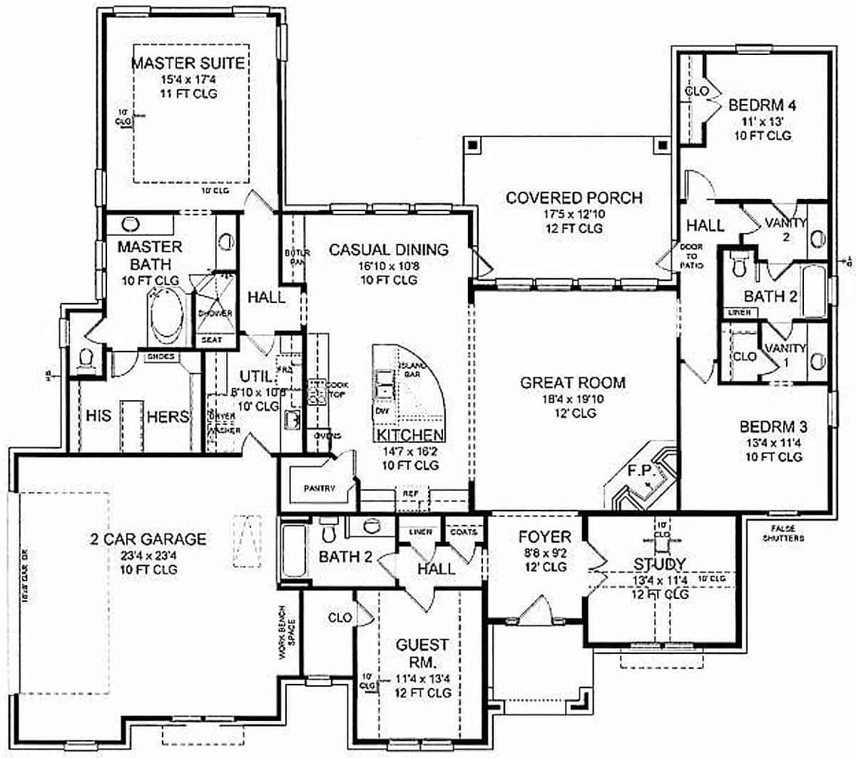 Main Level of Contemporary Plan #209-1003