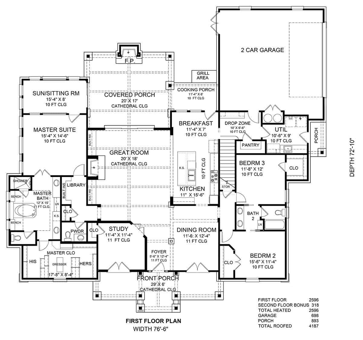Main Level of Ranch Plan #209-1004