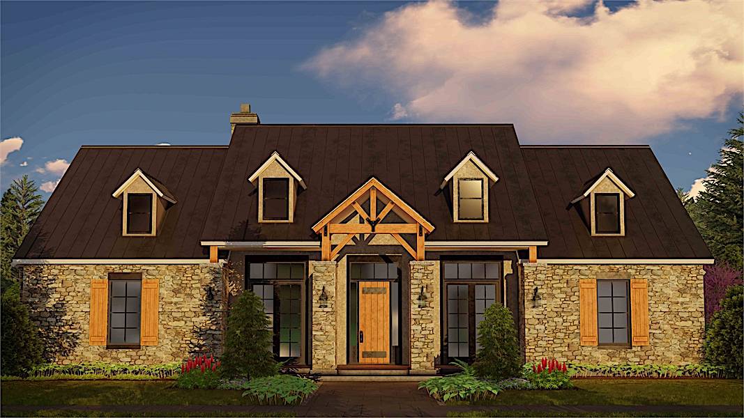 Cottage style house (ThePlanCollection: Plan #209-1004)