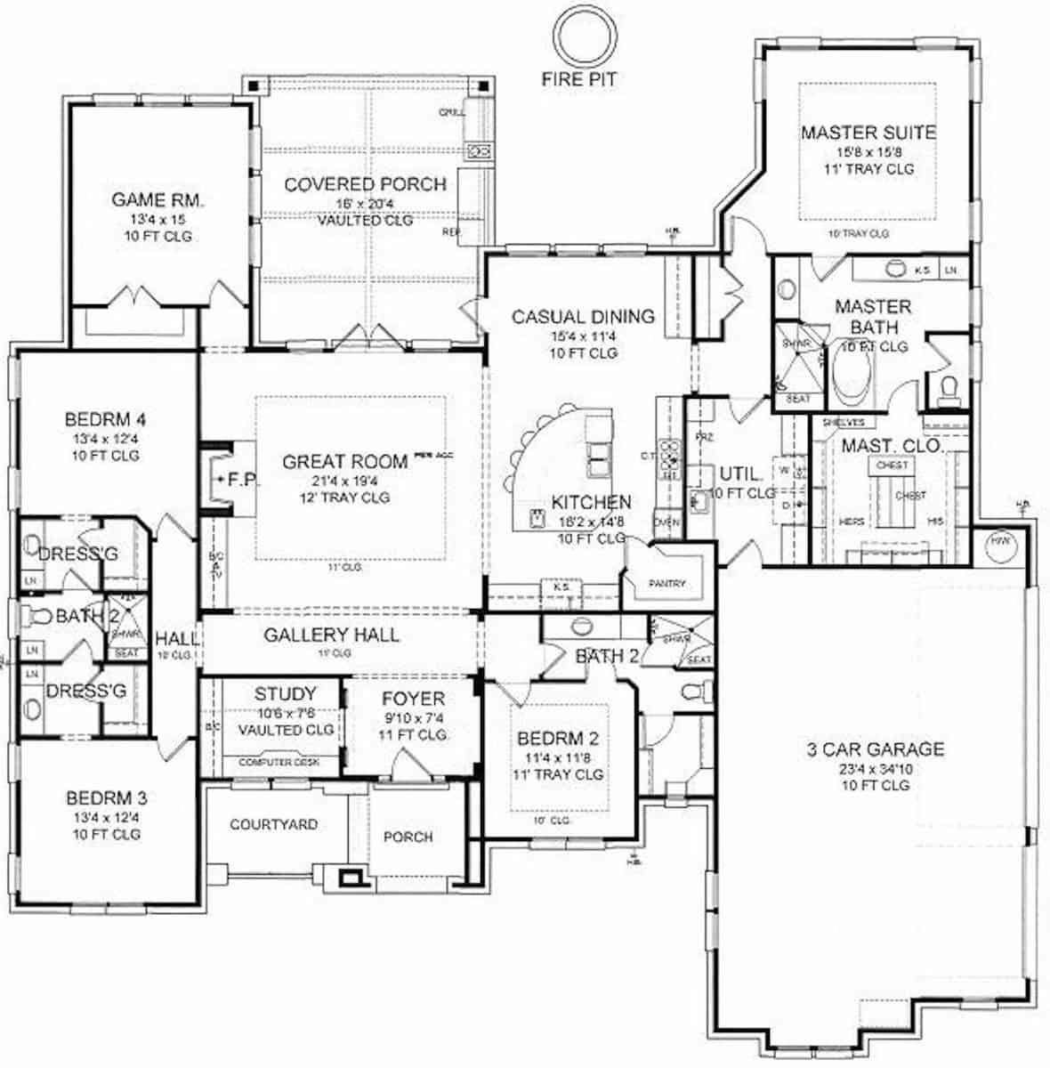 Main Level of Acadian Plan #209-1006