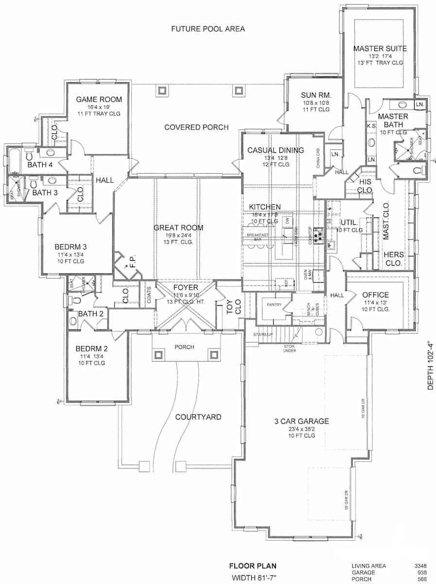 Main Level of Ranch Plan #209-1010
