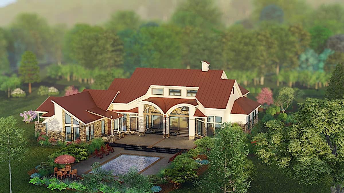 Rear View of this 4-Bedroom, 3493 Sq Ft Plan - 209-1011