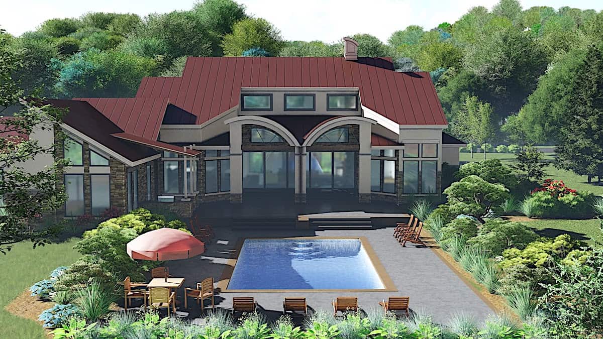 Rear View of this 4-Bedroom, 3493 Sq Ft Plan - 209-1011