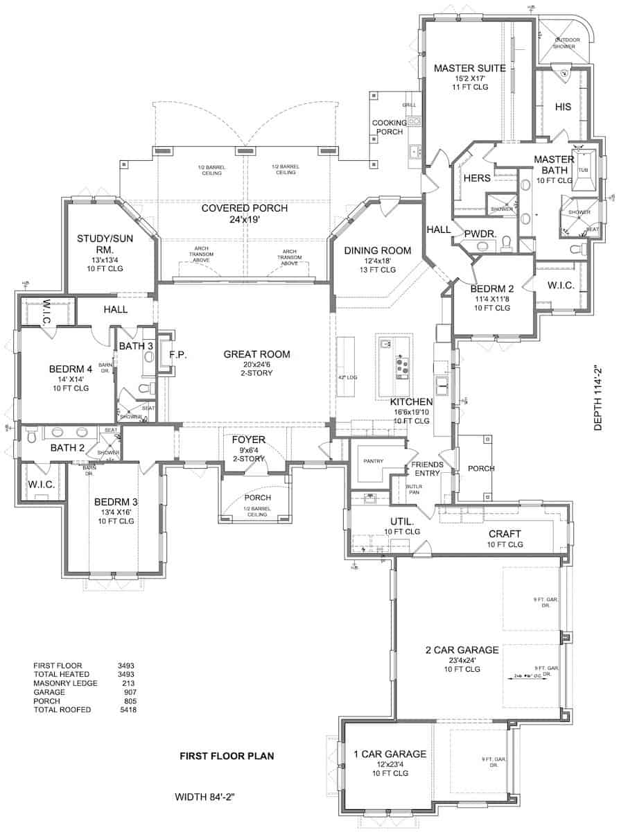 Main Level of Contemporary Plan #209-1011