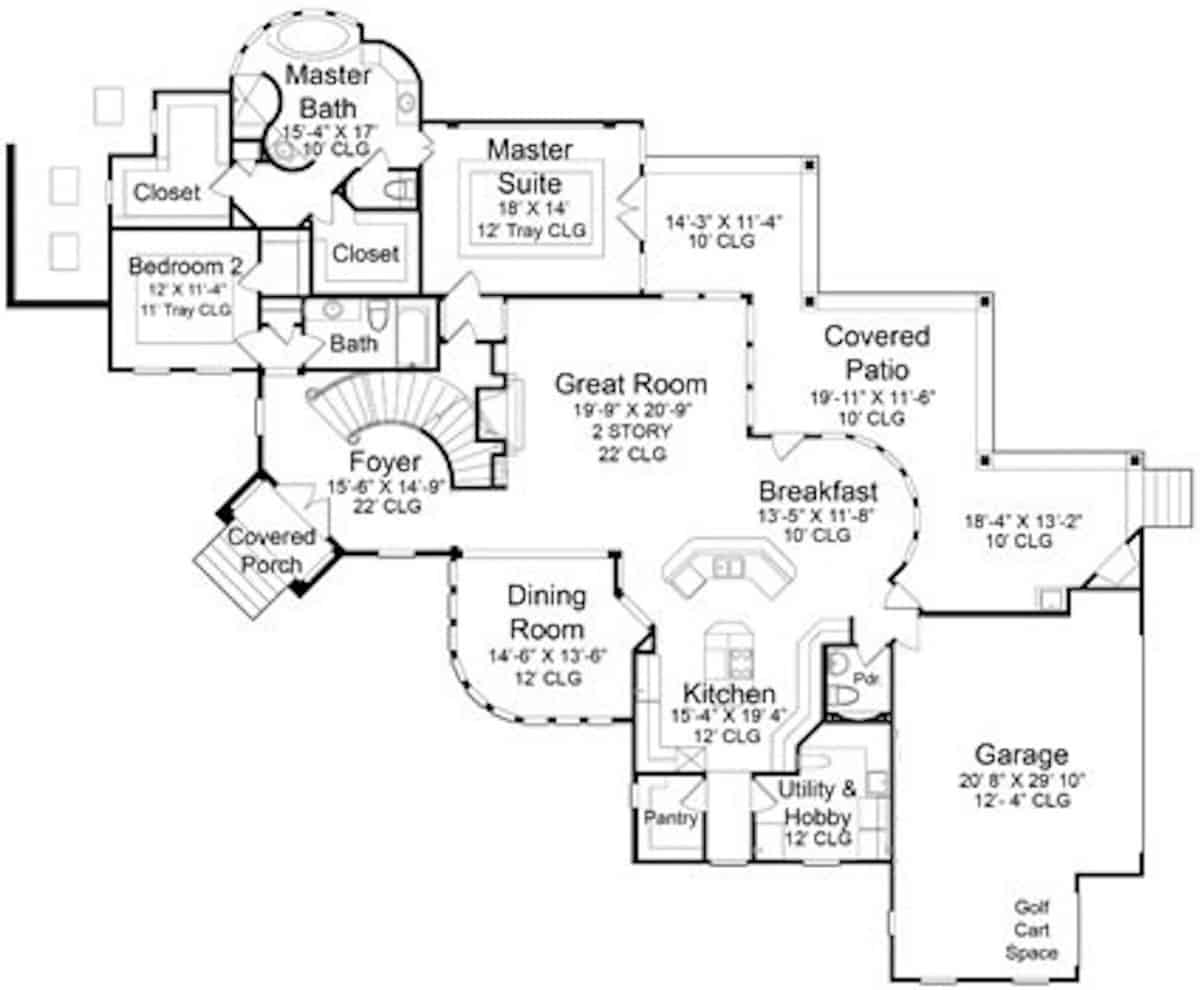 Main Level of Mediterranean Plan #209-1012