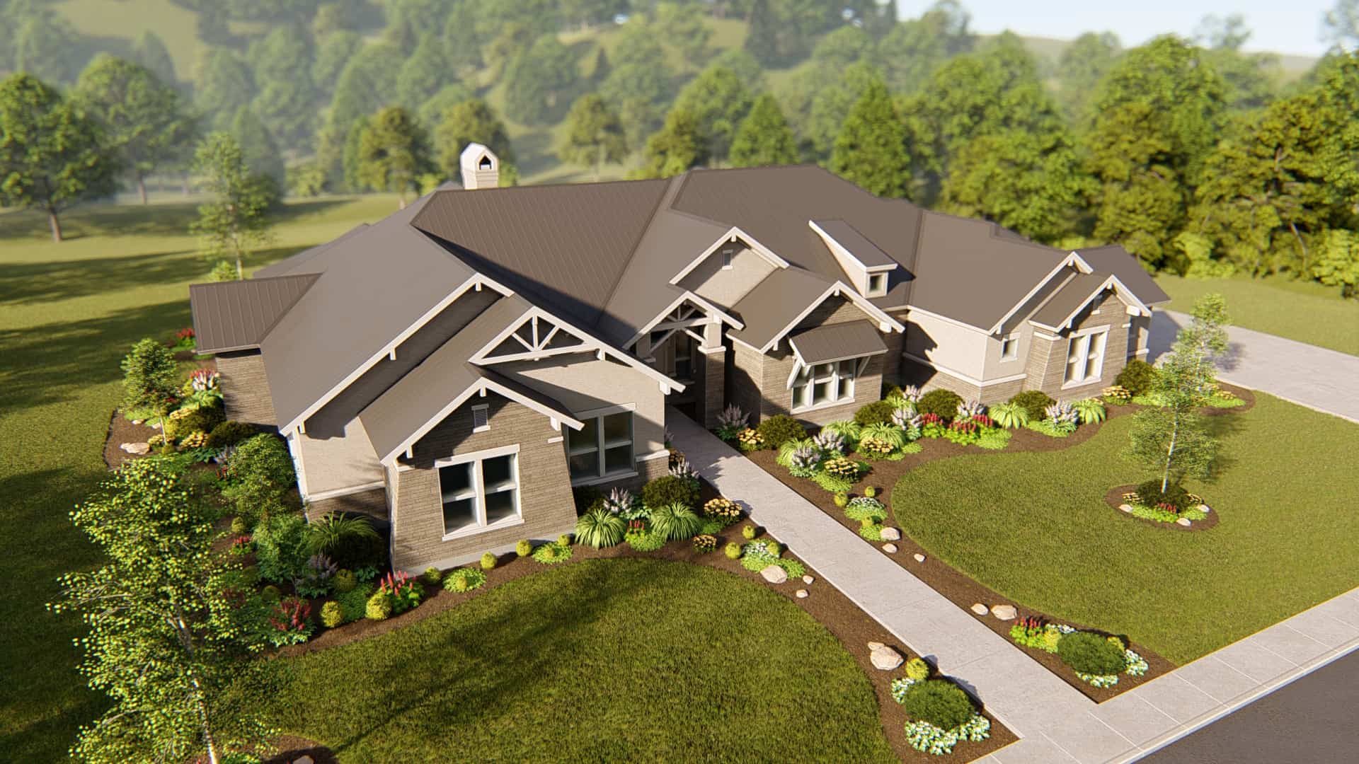 Aerial View of this 4-Bedroom, 4420 Sq Ft Plan - 209-1014