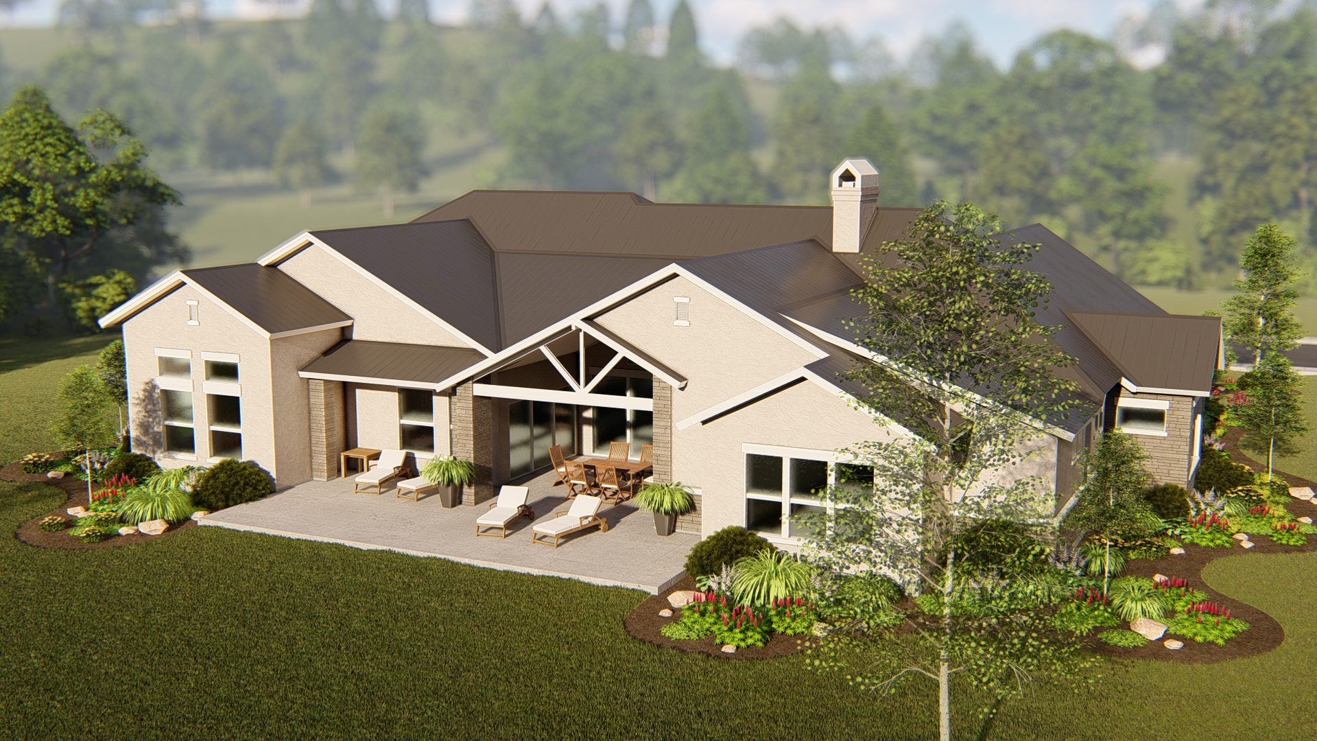 Rear View of this 4-Bedroom, 4420 Sq Ft Plan - 209-1014
