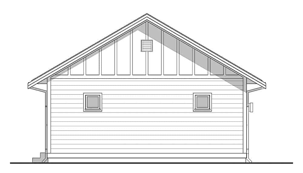 Home Plan Rear Elevation of this 3-Bedroom,967 Sq Ft Plan -211-1001
