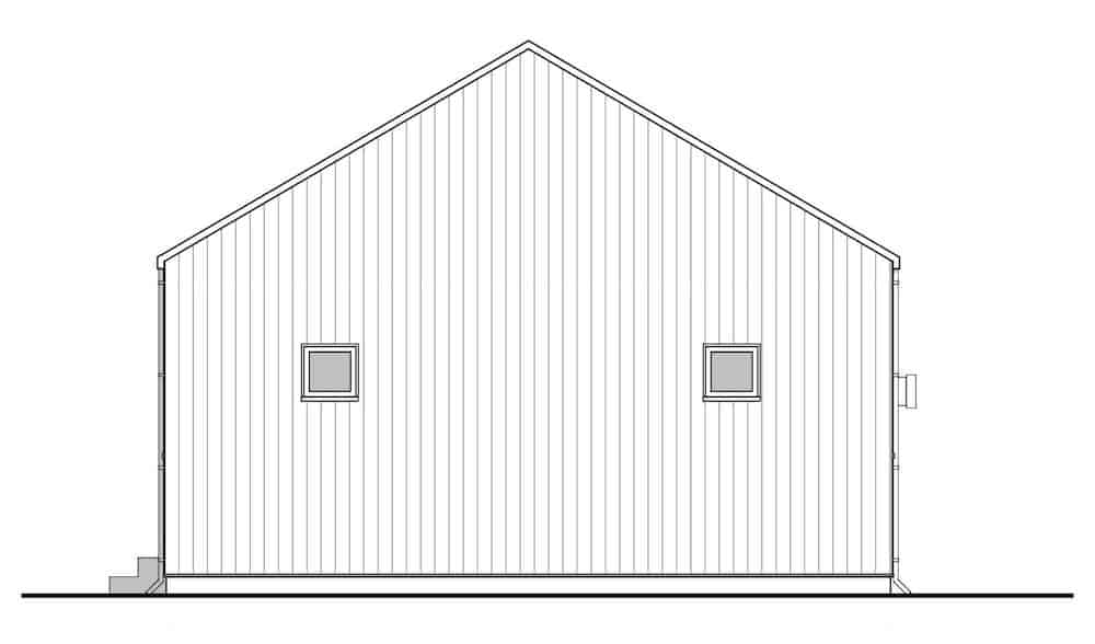 Home Plan Rear Elevation of this 3-Bedroom,967 Sq Ft Plan -211-1002