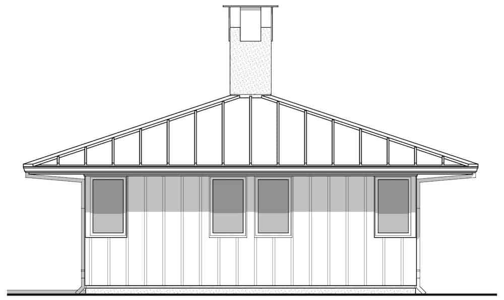 Home Plan Rear Elevation of this 2-Bedroom,576 Sq Ft Plan -211-1004