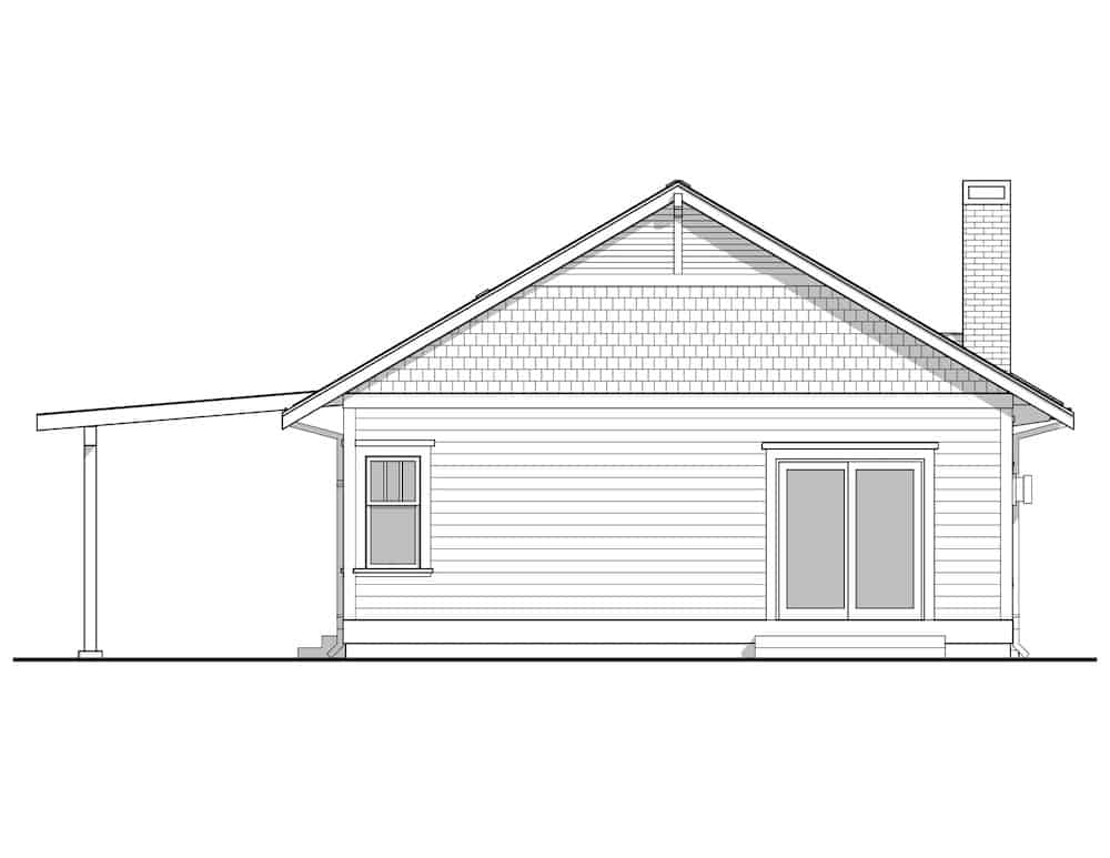 Home Plan Rear Elevation of this 2-Bedroom,1112 Sq Ft Plan -211-1005