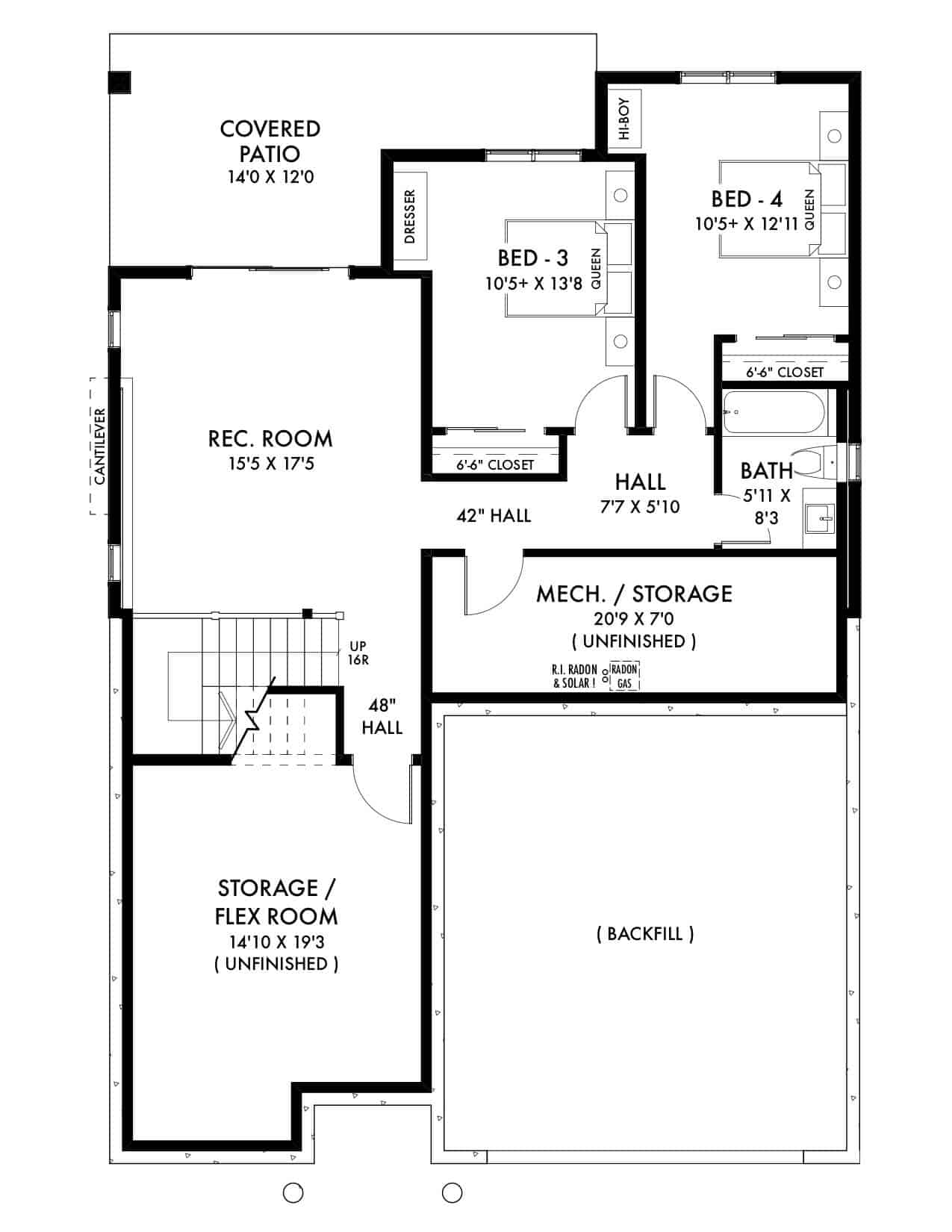 Floor Plan Basement of Contemporary Plan #211-1006