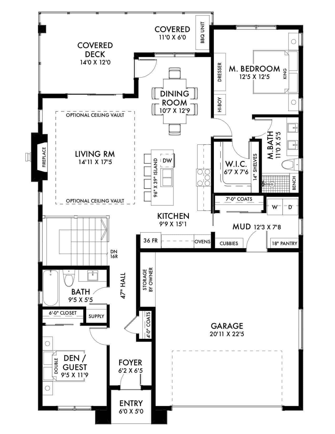 Floor Plan Main Level of Contemporary Plan #211-1006