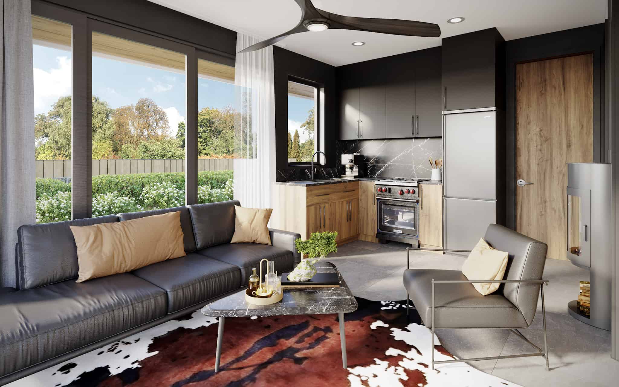 Living Room of this 2-Bedroom,576 Sq Ft Plan -211-1010