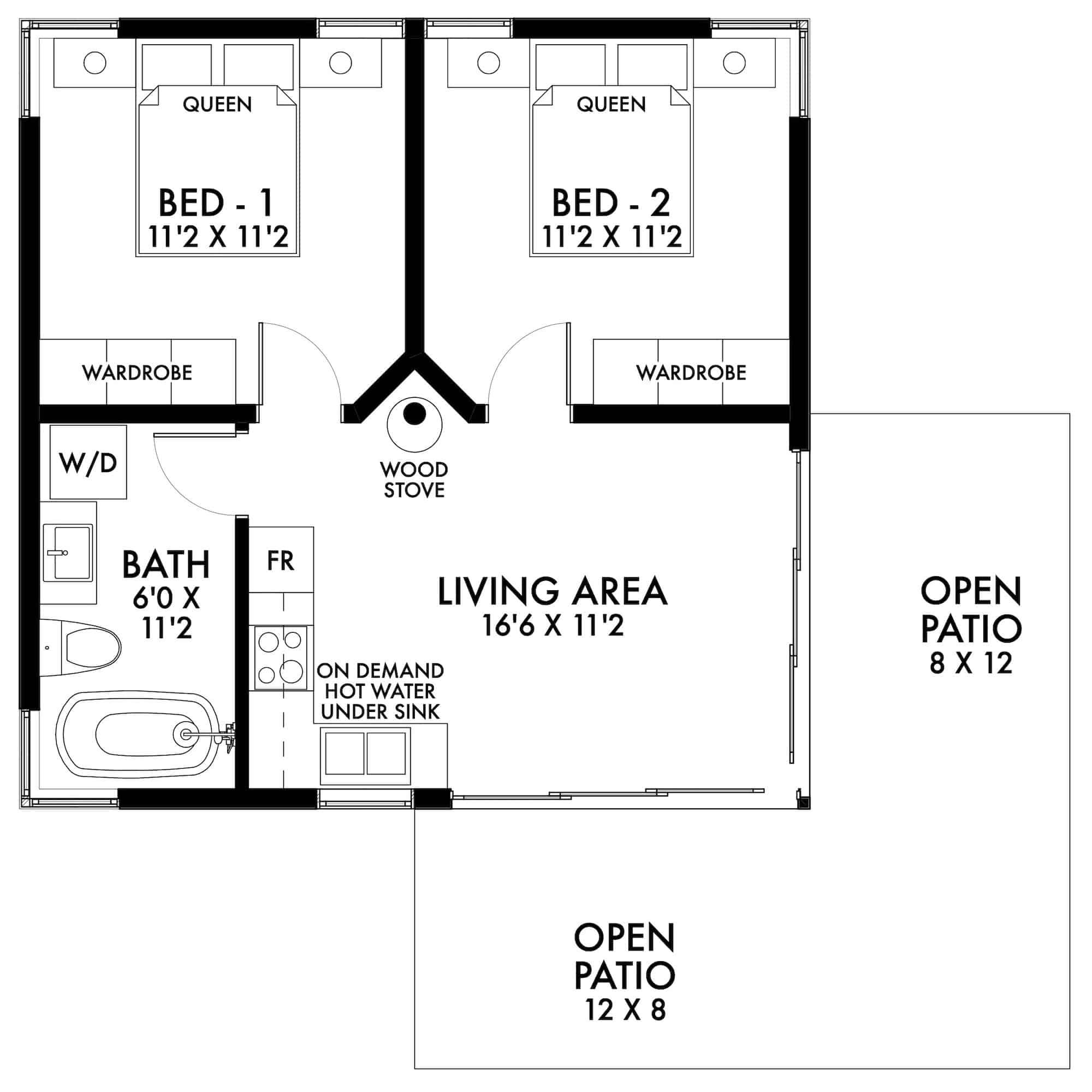 Main Level of Cottage Plan #211-1010