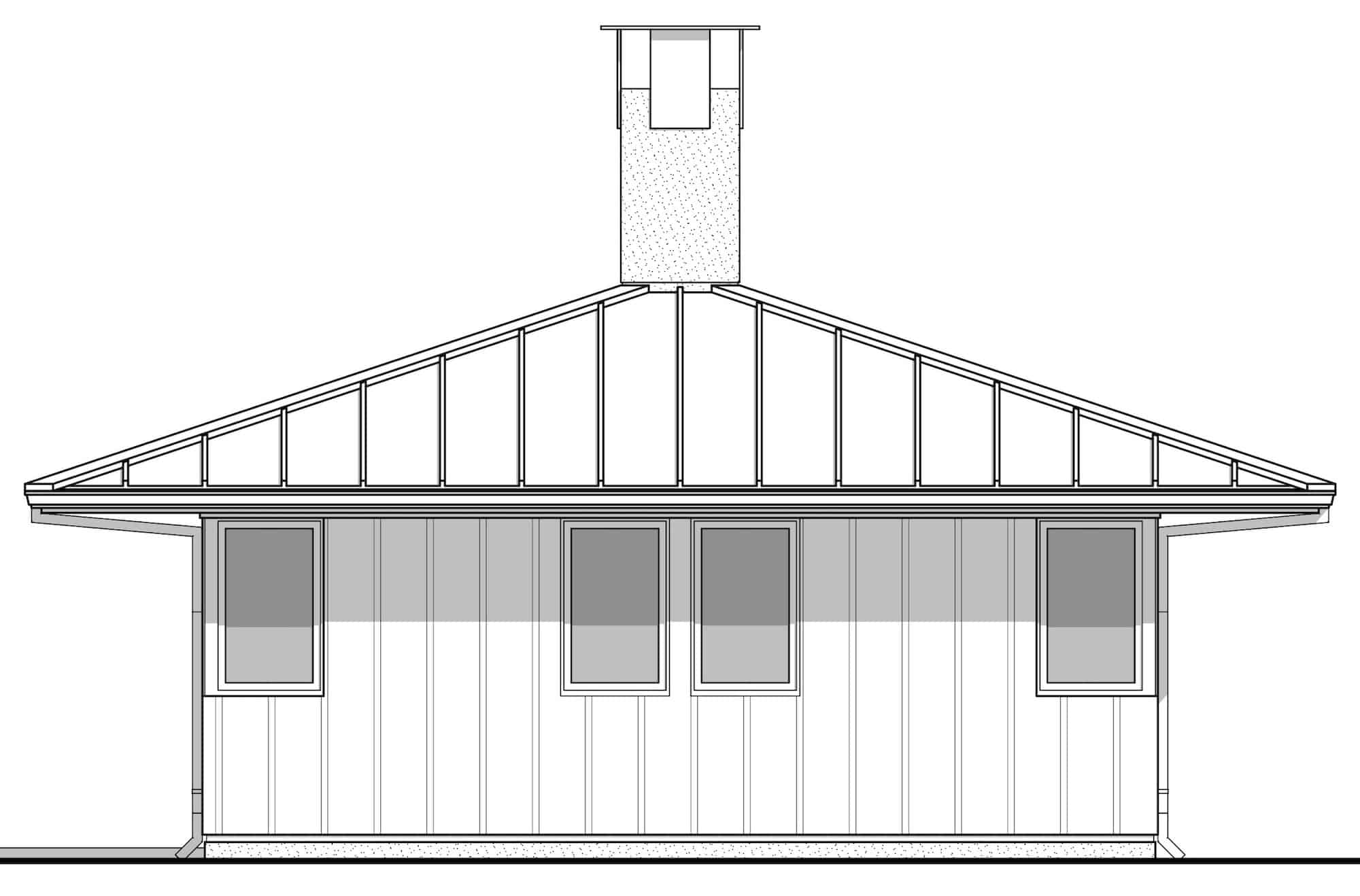 Home Plan Rear Elevation of this 2-Bedroom,576 Sq Ft Plan -211-1010