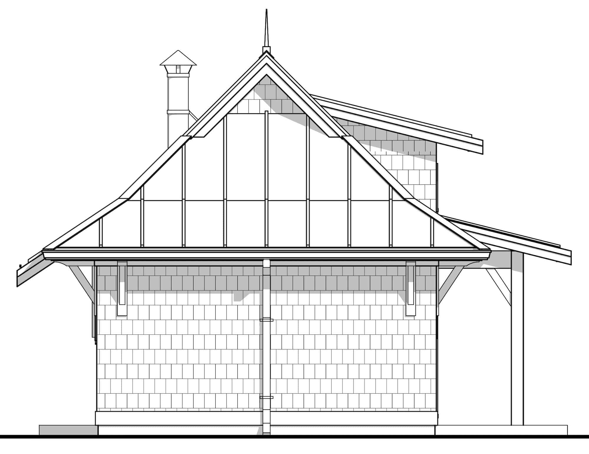Home Plan Left Elevation of this 1-Bedroom,300 Sq Ft Plan -211-1012