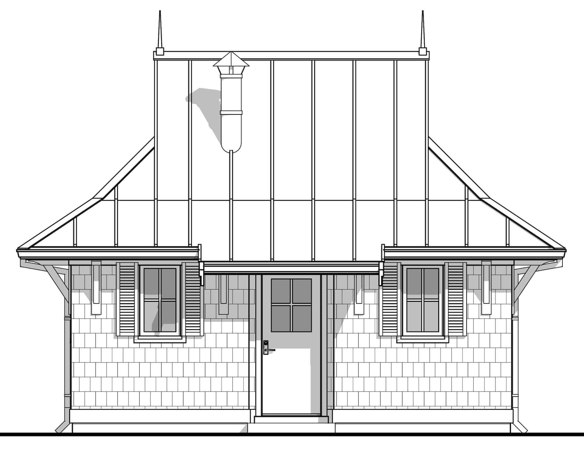 Home Plan Rear Elevation of this 1-Bedroom,300 Sq Ft Plan -211-1012