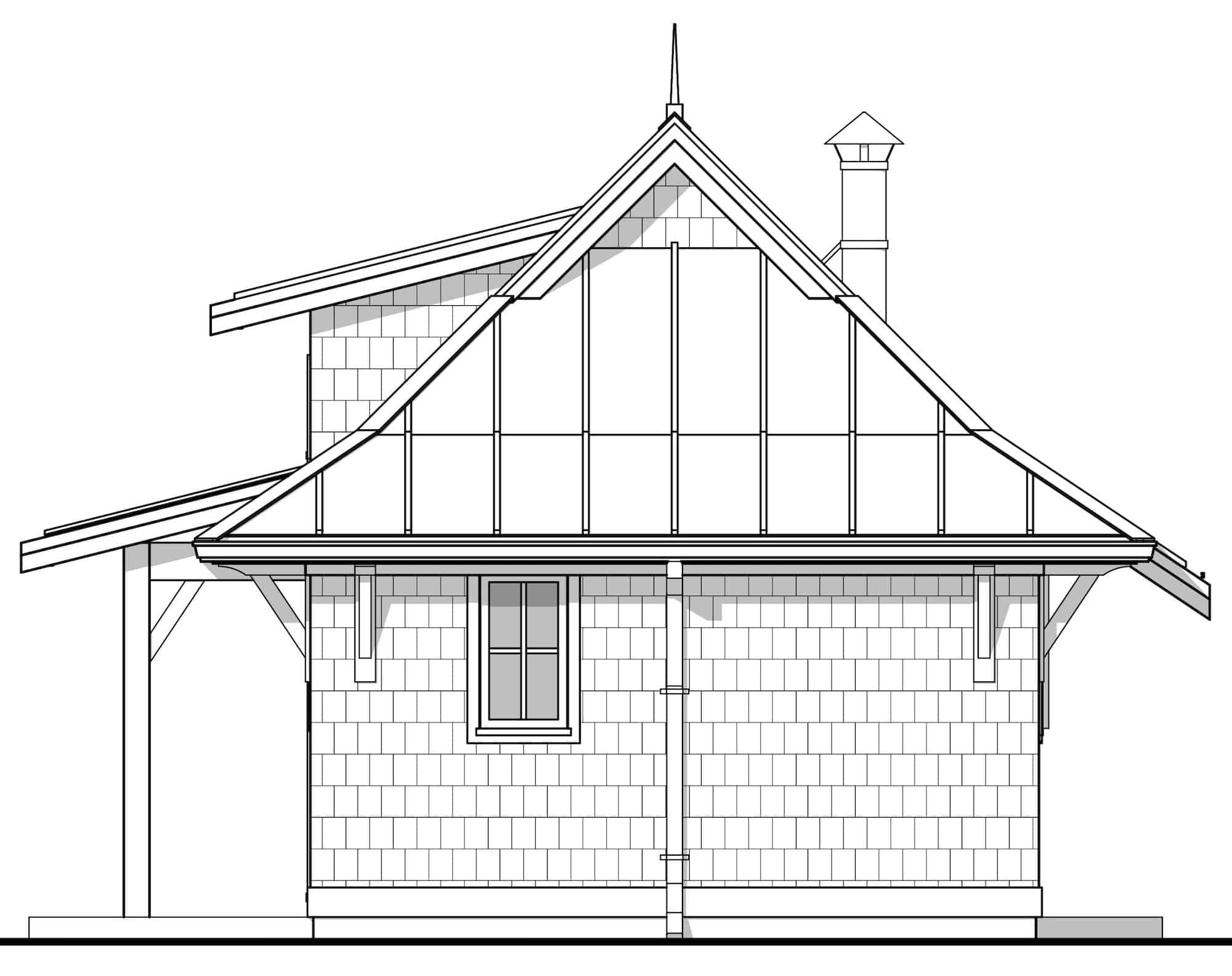 Home Plan Right Elevation of this 1-Bedroom,300 Sq Ft Plan -211-1012