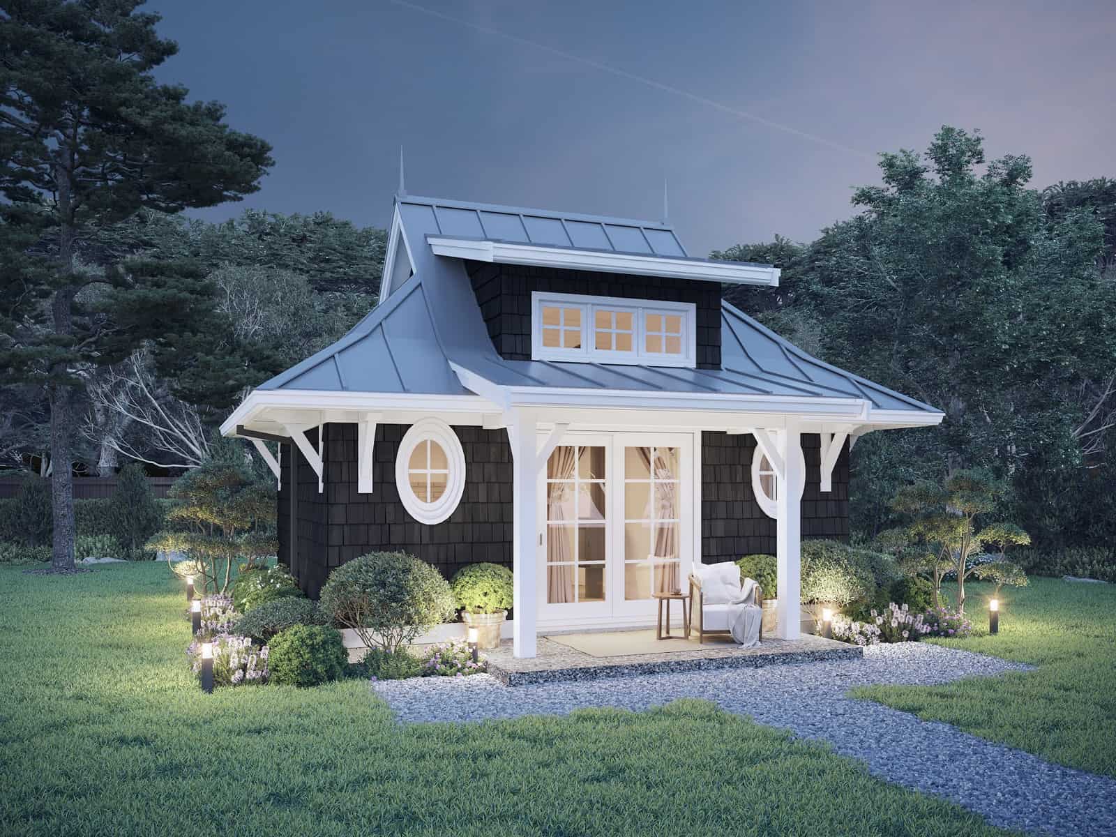 Home at Night of this 1-Bedroom,300 Sq Ft Plan -211-1012