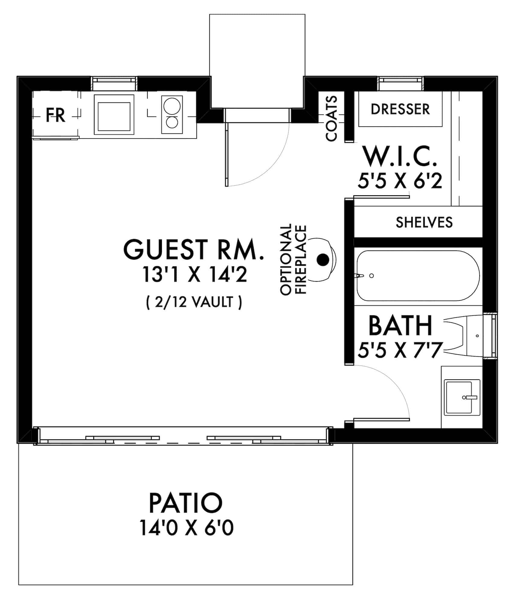 Main Level of Cottage Plan #211-1013