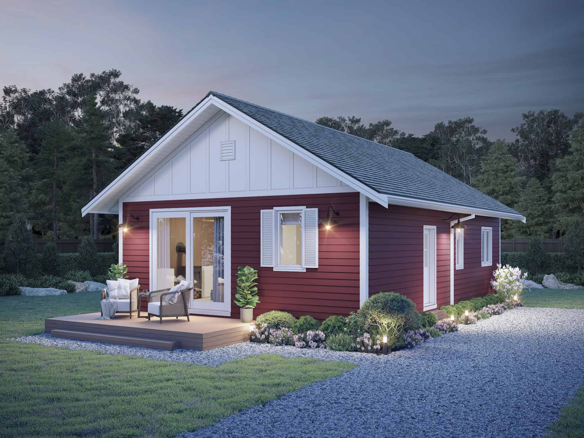 Home at Night of this 3-Bedroom,900 Sq Ft Plan -211-1014