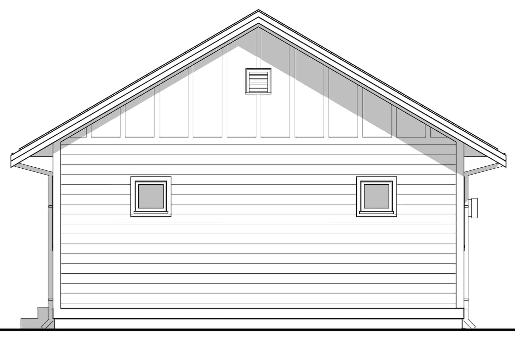 Home Plan Rear Elevation of this 3-Bedroom,900 Sq Ft Plan -211-1014