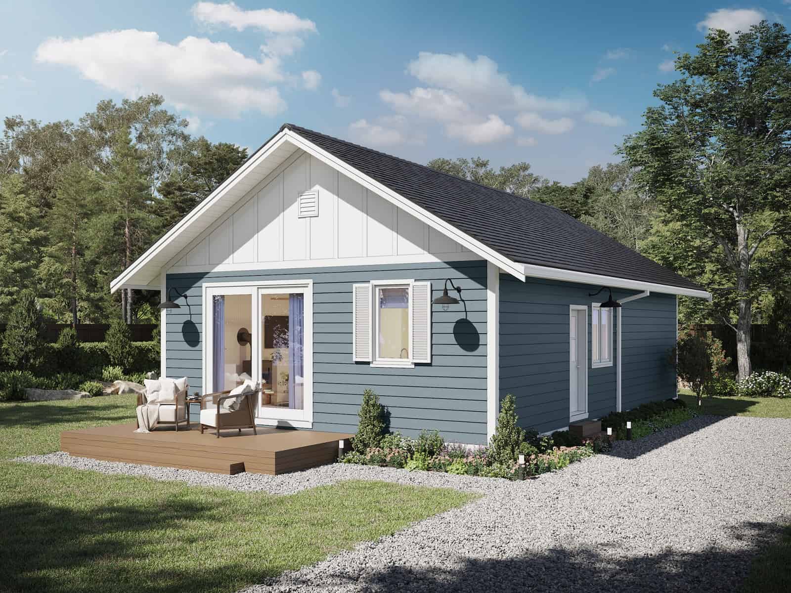 Front elevation of Small House Plans home (ThePlanCollection: House Plan #211-1015)