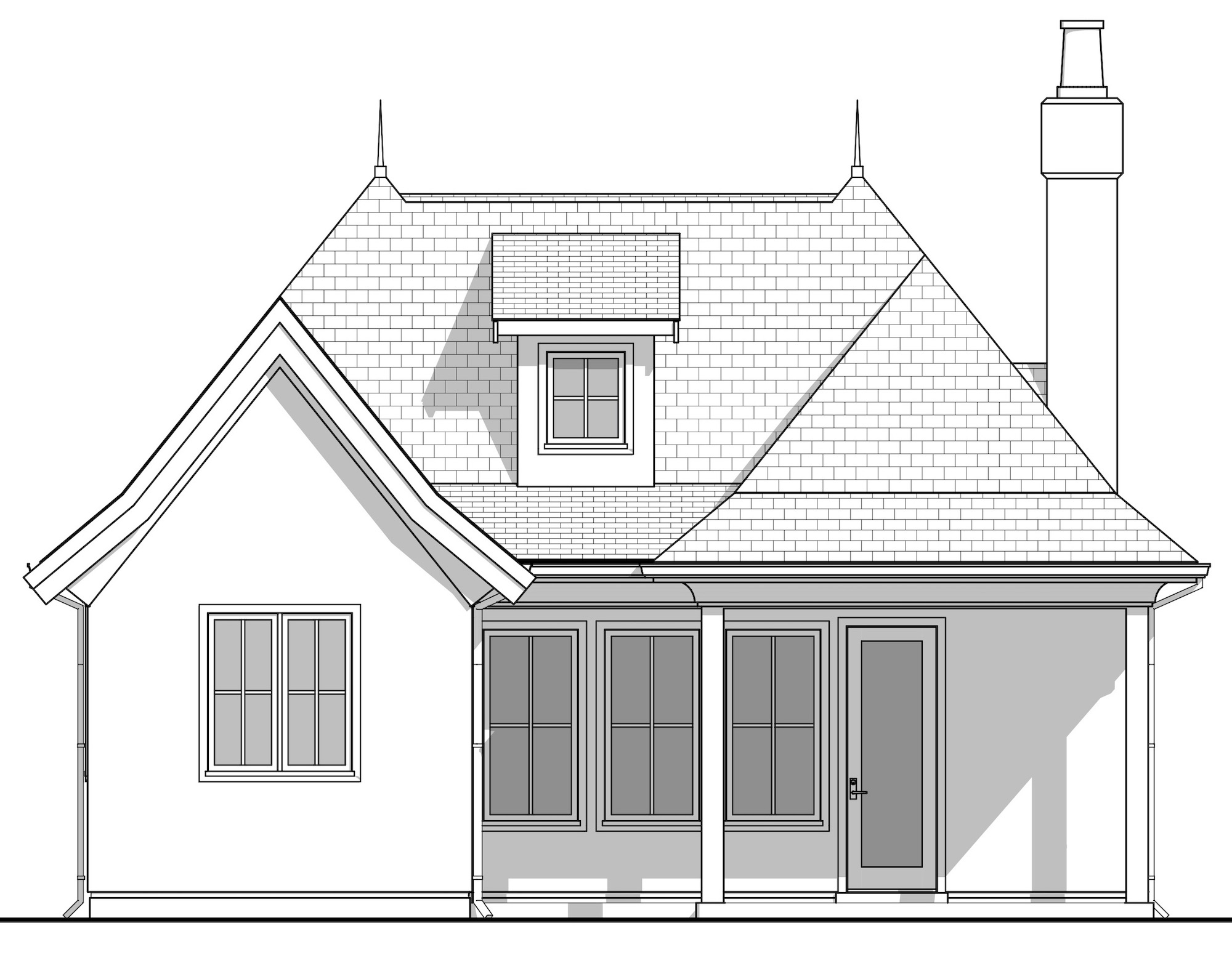 Home Plan Rear Elevation of this 1-Bedroom,899 Sq Ft Plan -211-1016