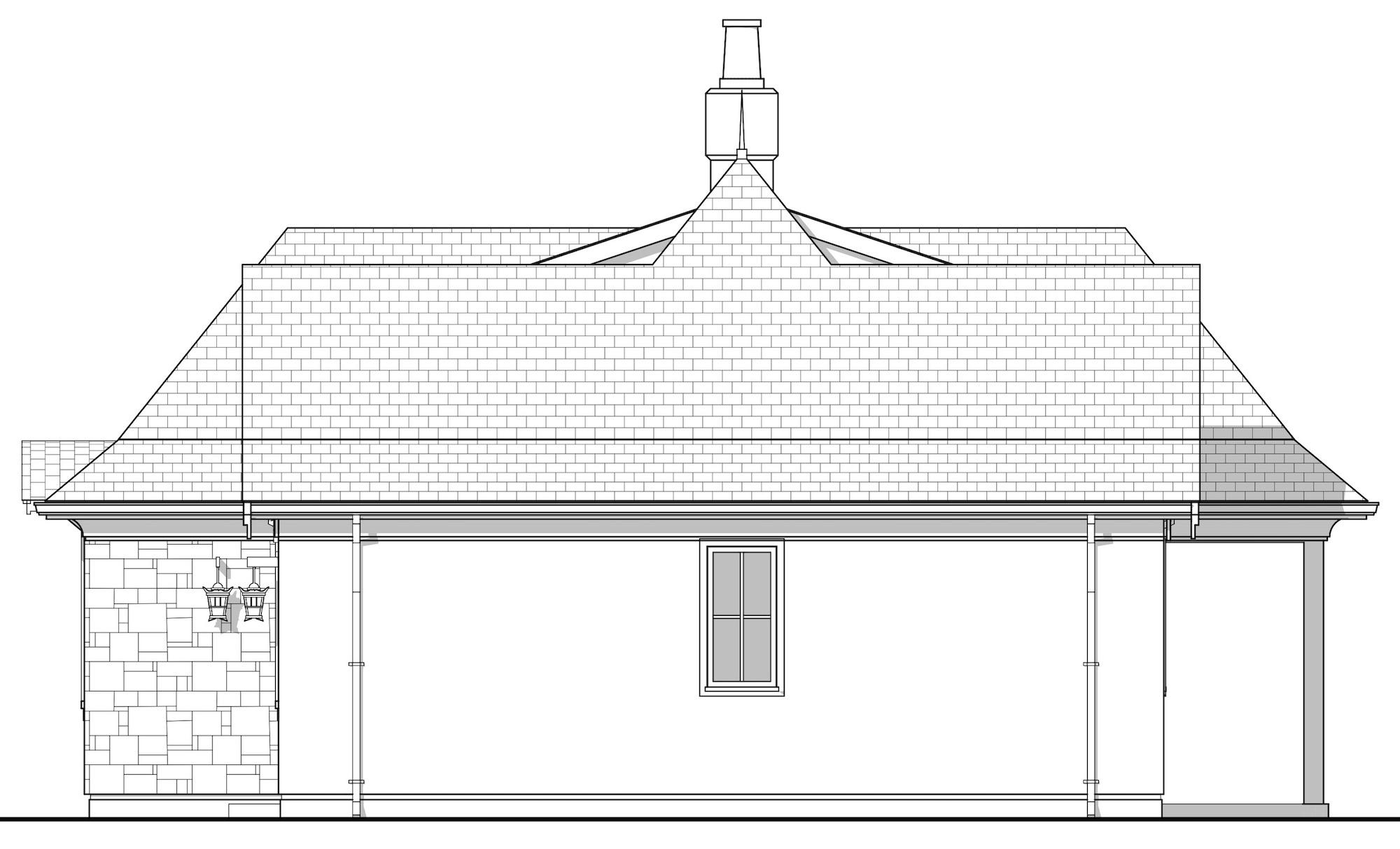 Home Plan Right Elevation of this 1-Bedroom,899 Sq Ft Plan -211-1016
