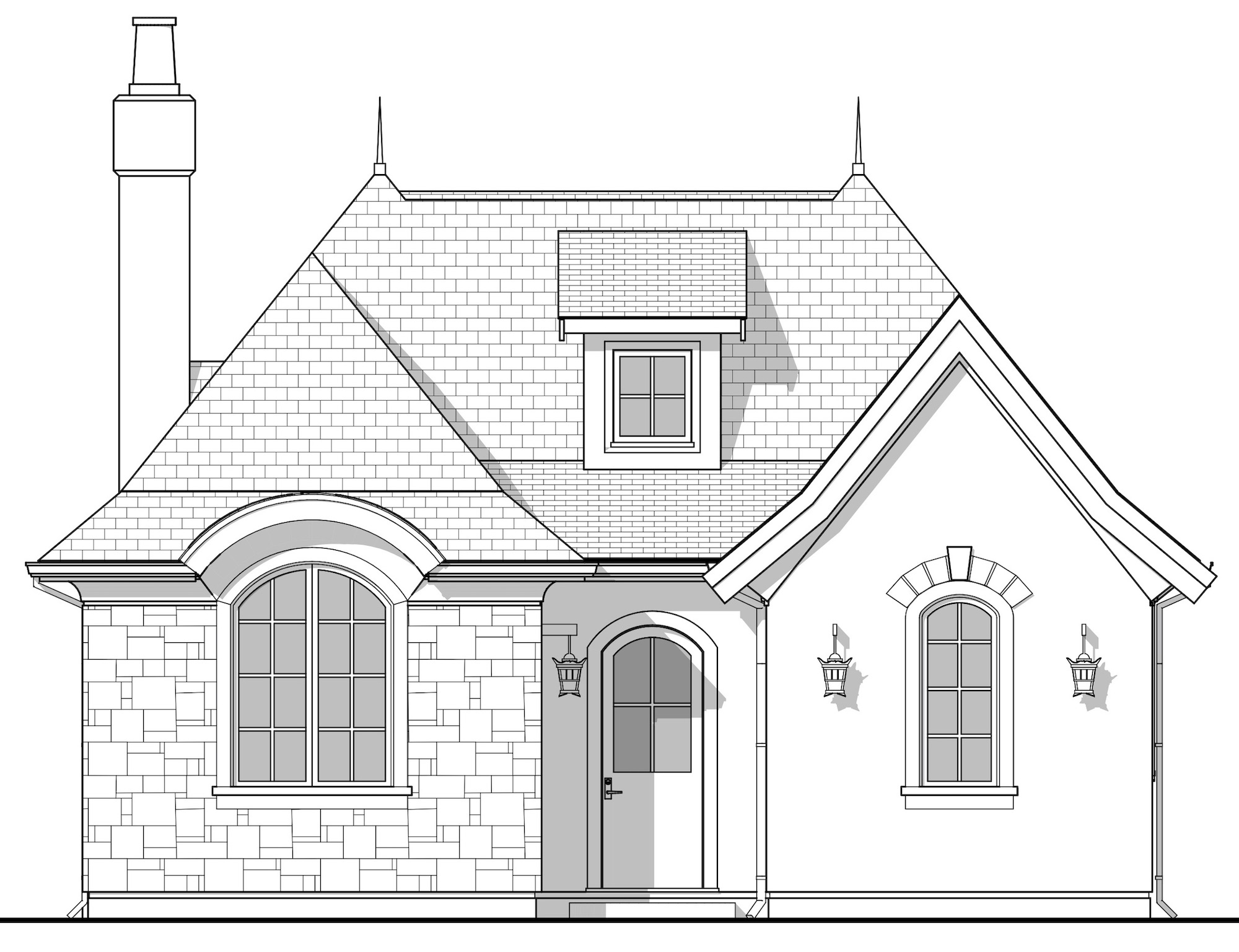 Home Plan Front Elevation of this 1-Bedroom,899 Sq Ft Plan -211-1016
