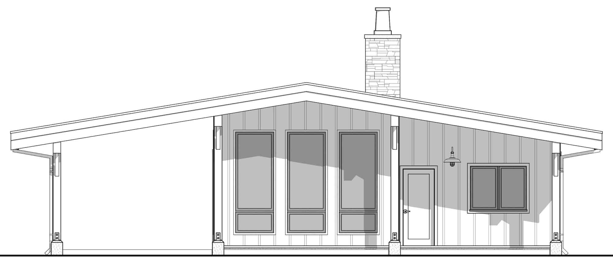 Home Plan Front Elevation of this 1-Bedroom,1103 Sq Ft Plan -211-1017