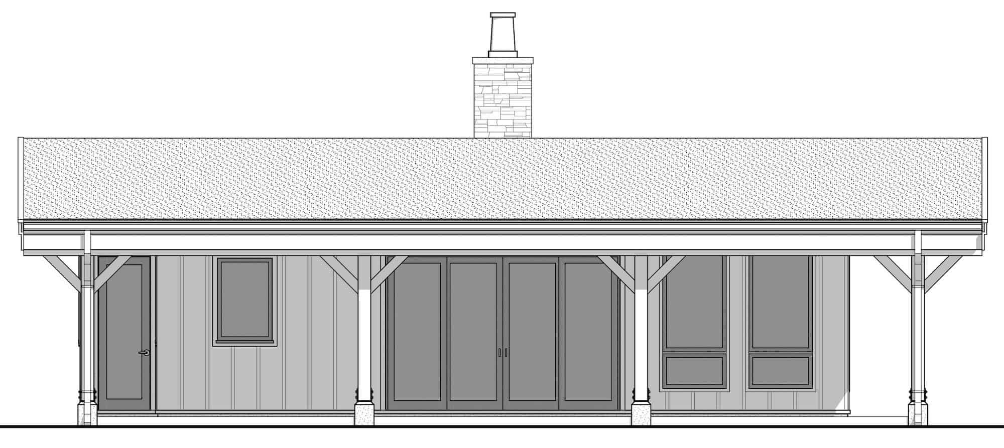 Home Plan Left Elevation of this 1-Bedroom,1103 Sq Ft Plan -211-1017