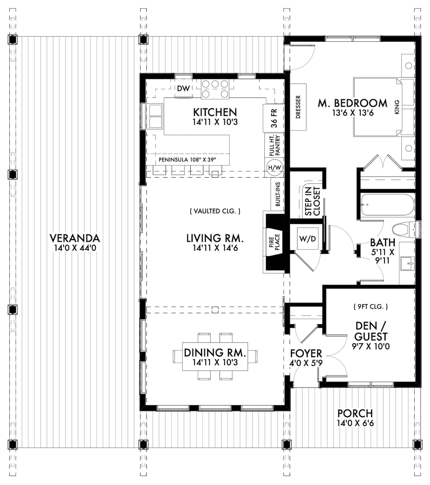 Main Level of Ranch Plan #211-1017