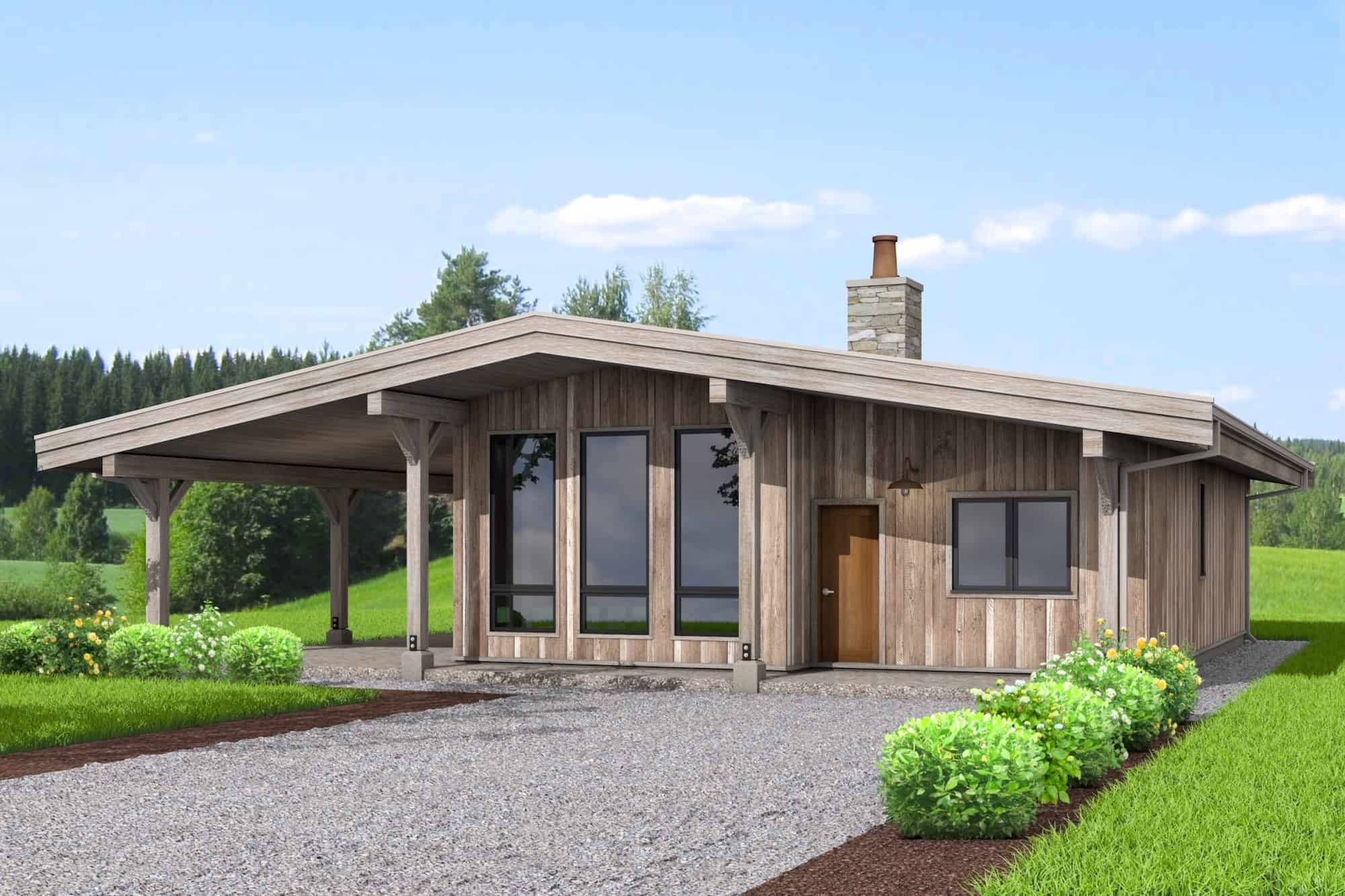 Front elevation of Ranch home (ThePlanCollection: House Plan #211-1017)